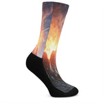 Erupting Volcano Print Crew Socks