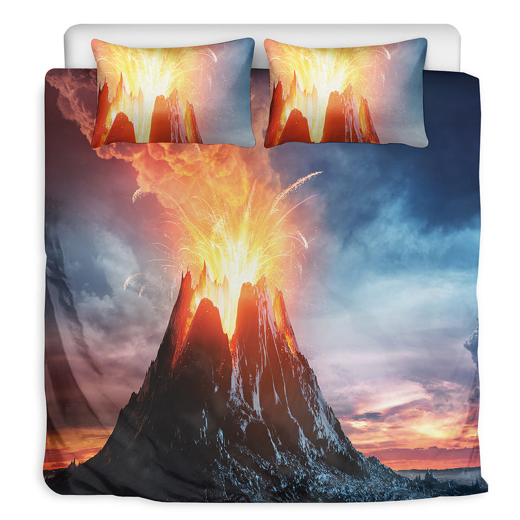 Erupting Volcano Print Duvet Cover Bedding Set
