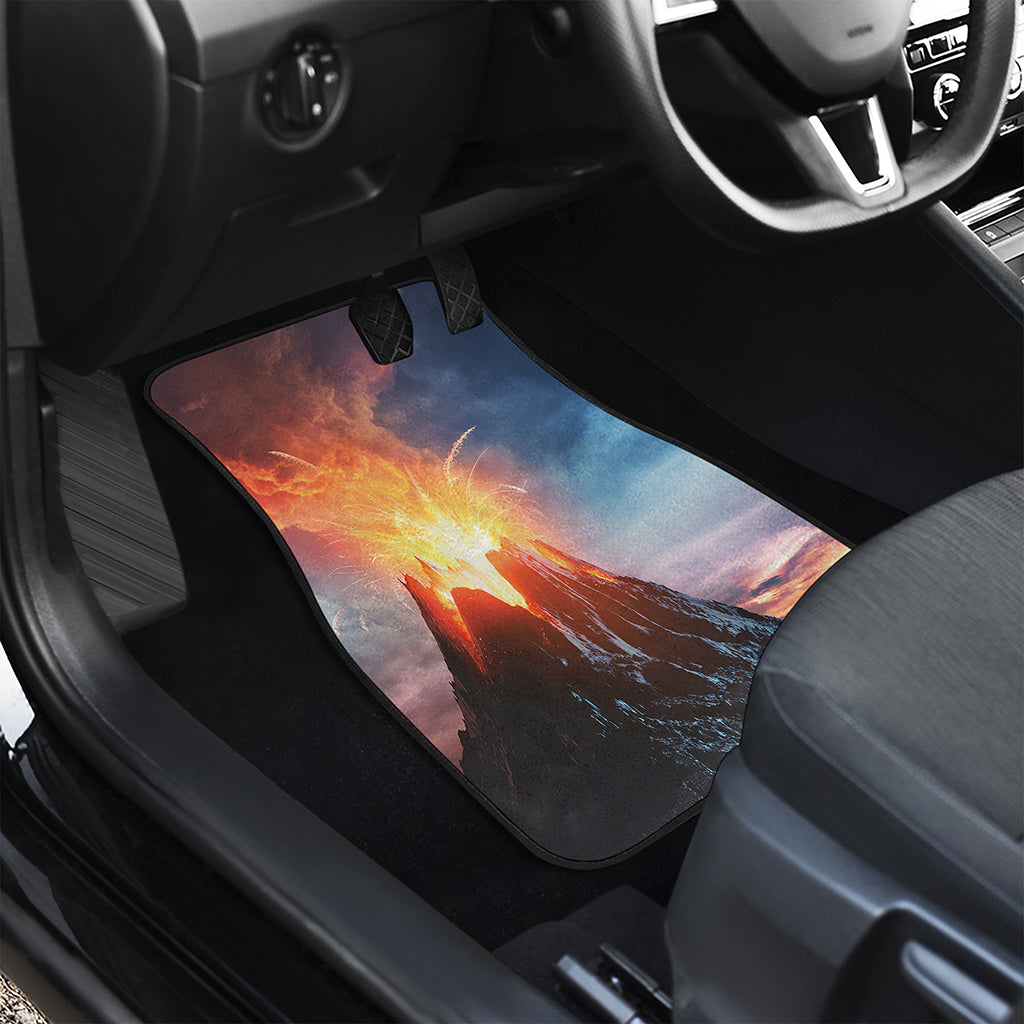 Erupting Volcano Print Front and Back Car Floor Mats