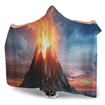 Erupting Volcano Print Hooded Blanket