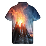 Erupting Volcano Print Men's Short Sleeve Shirt