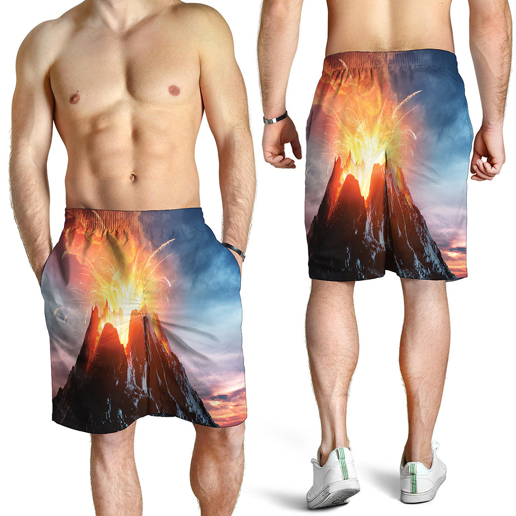 Erupting Volcano Print Men's Shorts