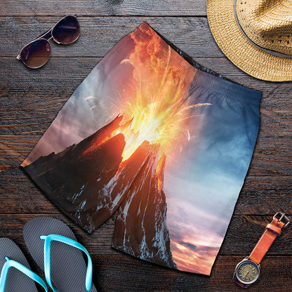 Erupting Volcano Print Men's Shorts