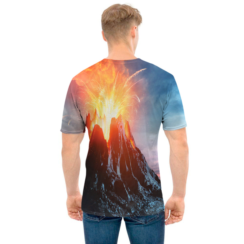 Erupting Volcano Print Men's T-Shirt