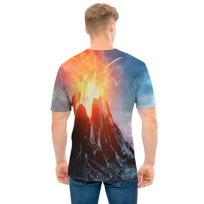 Erupting Volcano Print Men's T-Shirt
