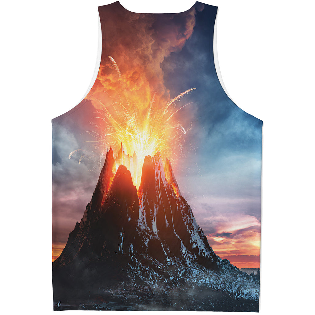 Erupting Volcano Print Men's Tank Top