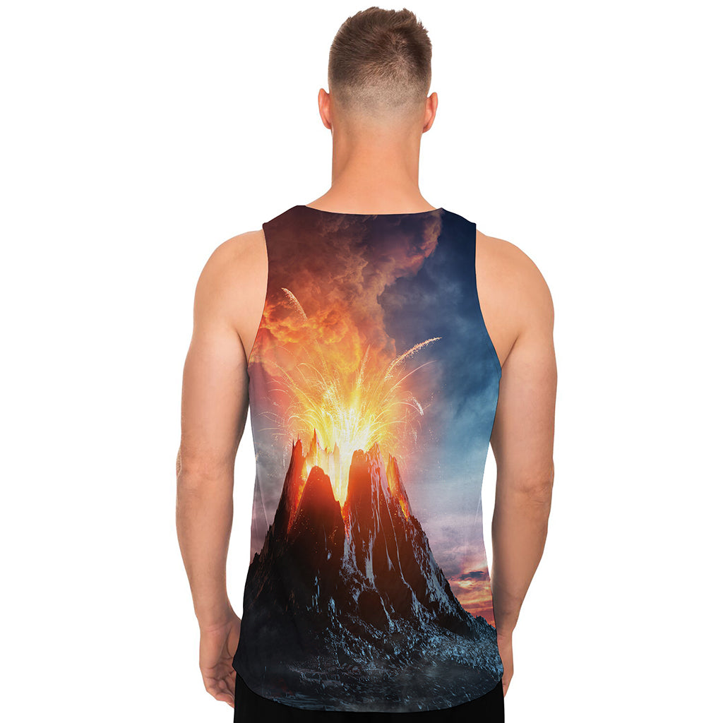 Erupting Volcano Print Men's Tank Top