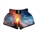 Erupting Volcano Print Muay Thai Boxing Shorts