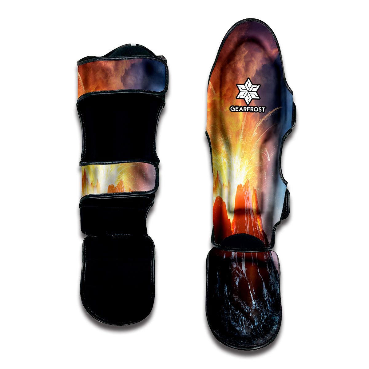 Erupting Volcano Print Muay Thai Shin Guard