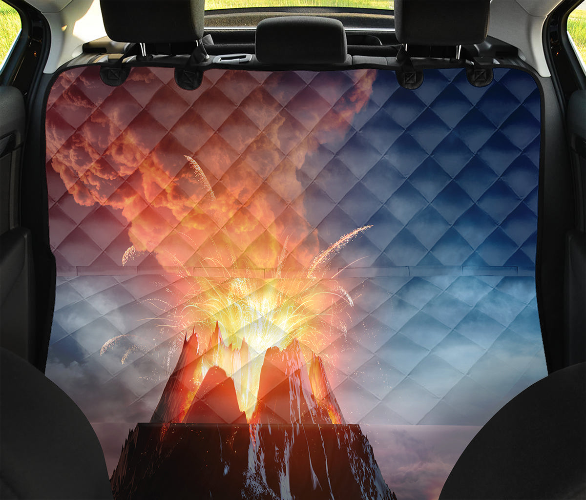 Erupting Volcano Print Pet Car Back Seat Cover