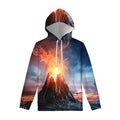 Erupting Volcano Print Pullover Hoodie