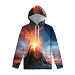 Erupting Volcano Print Pullover Hoodie
