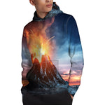Erupting Volcano Print Pullover Hoodie