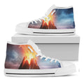 Erupting Volcano Print White High Top Sneakers