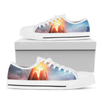 Erupting Volcano Print White Low Top Shoes