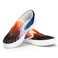 Erupting Volcano Print White Slip On Sneakers