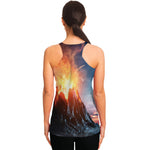 Erupting Volcano Print Women's Racerback Tank Top