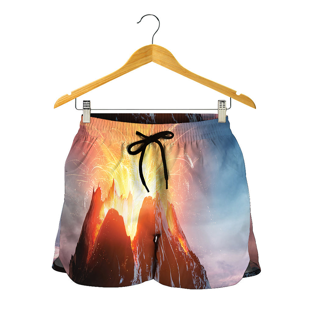 Erupting Volcano Print Women's Shorts