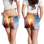 Erupting Volcano Print Women's Shorts