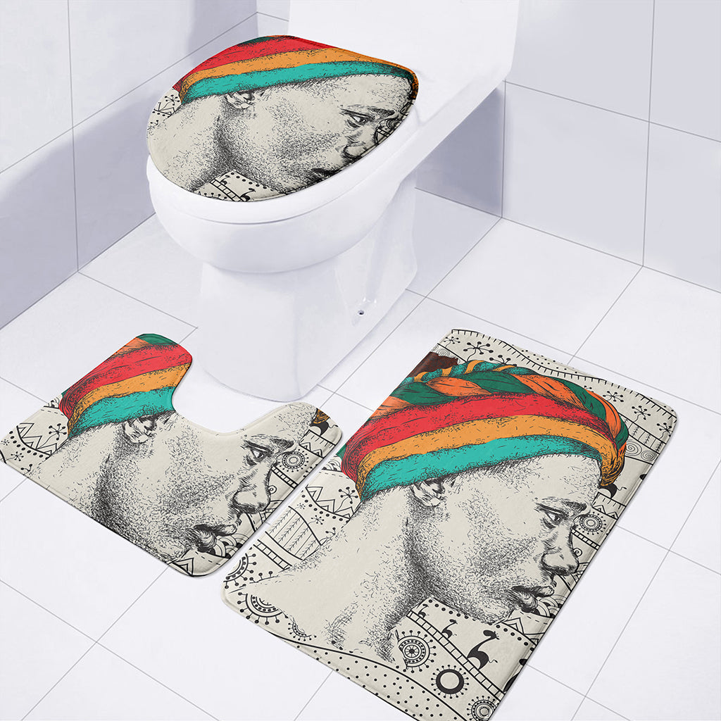 Ethnic African Girl Print 3 Piece Bath Mat Set