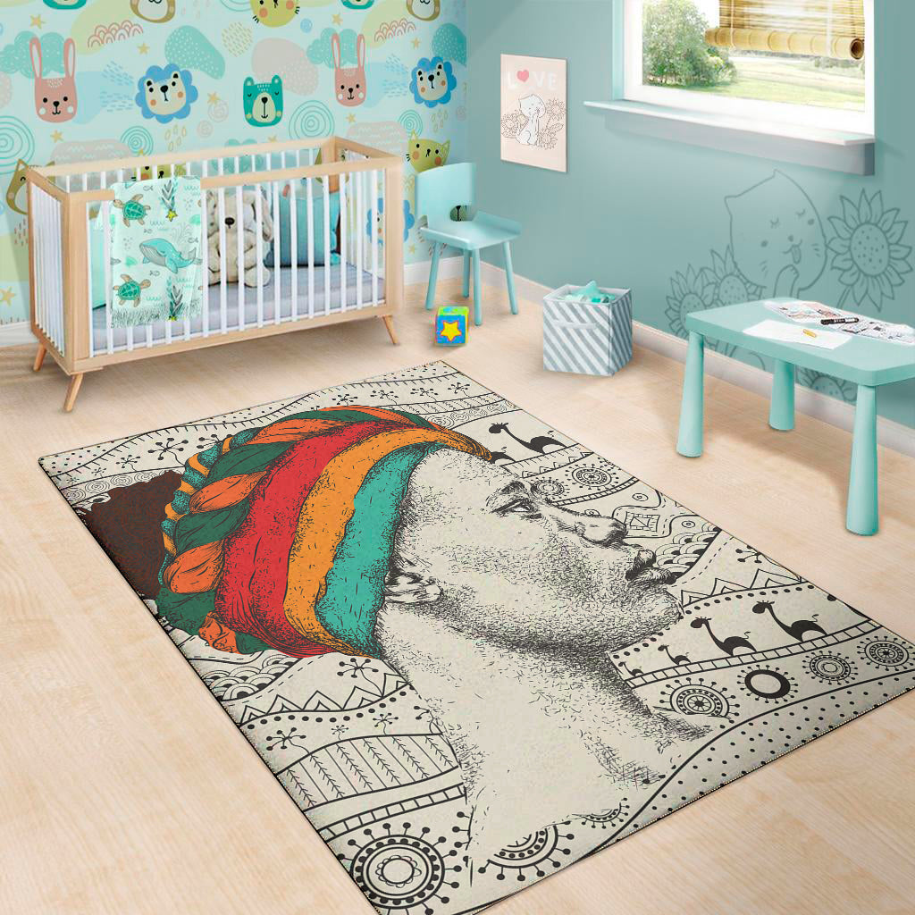 Ethnic African Girl Print Area Rug