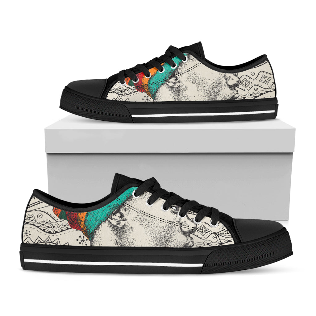 Ethnic African Girl Print Black Low Top Shoes 