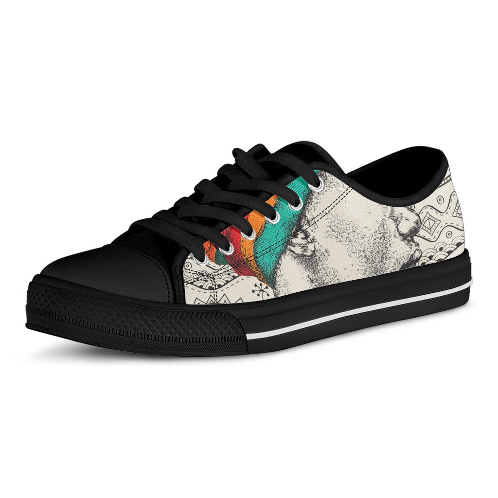 Ethnic African Girl Print Black Low Top Shoes 