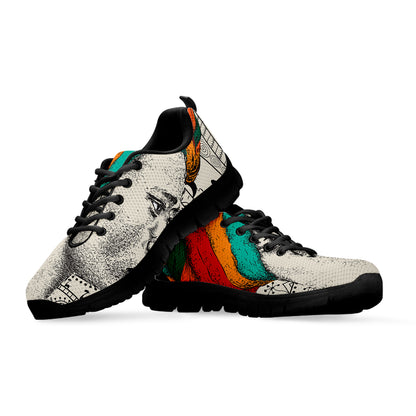 Ethnic African Girl Print Black Sneakers