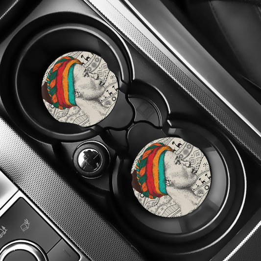 Ethnic African Girl Print Car Coasters