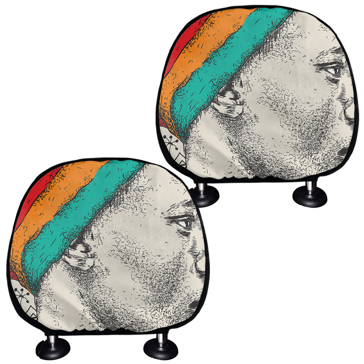 Ethnic African Girl Print Car Headrest Covers