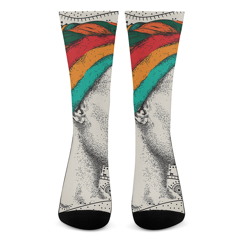 Ethnic African Girl Print Crew Socks