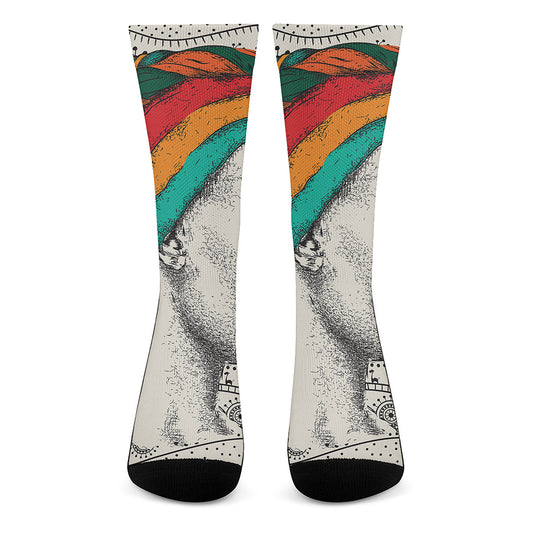 Ethnic African Girl Print Crew Socks