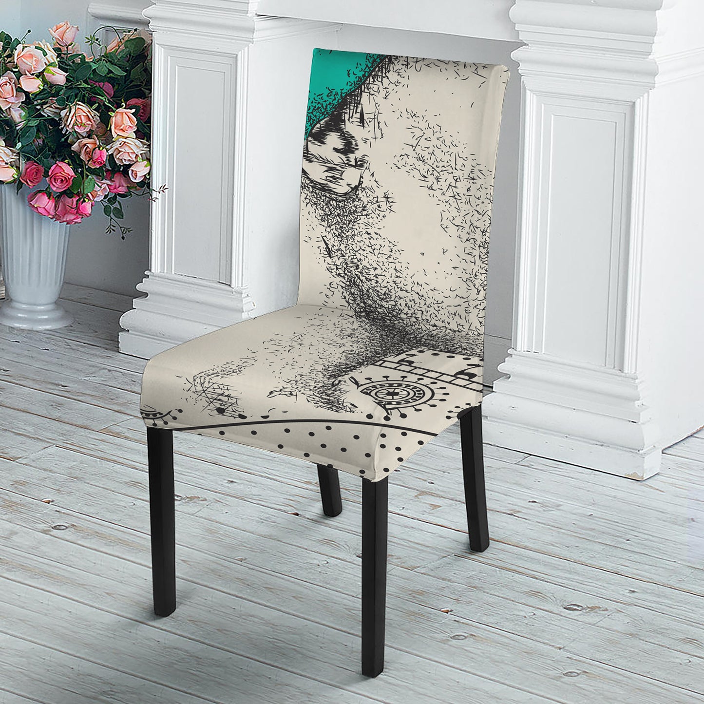 Ethnic African Girl Print Dining Chair Slipcover