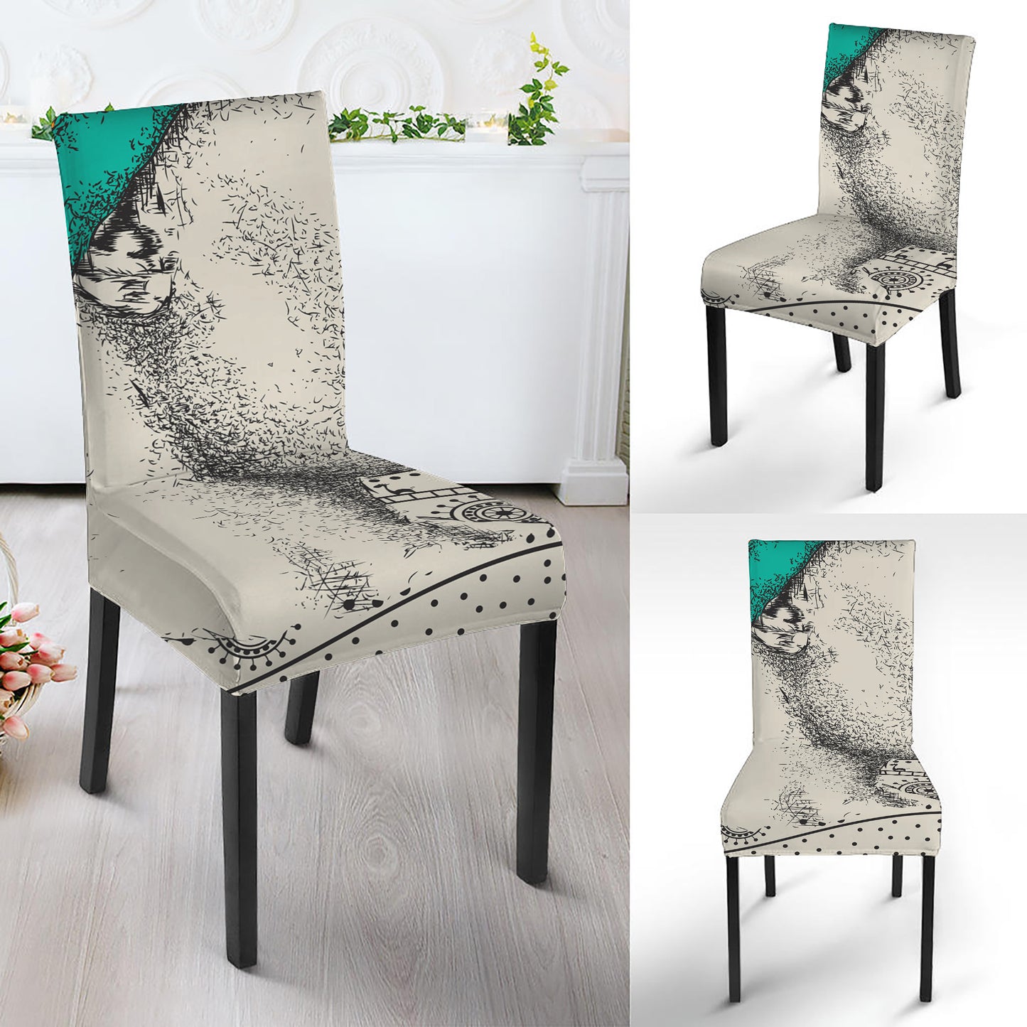 Ethnic African Girl Print Dining Chair Slipcover