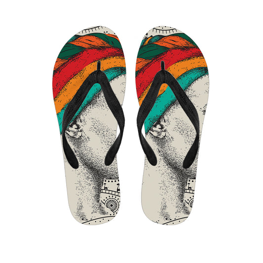 Ethnic African Girl Print Flip Flops