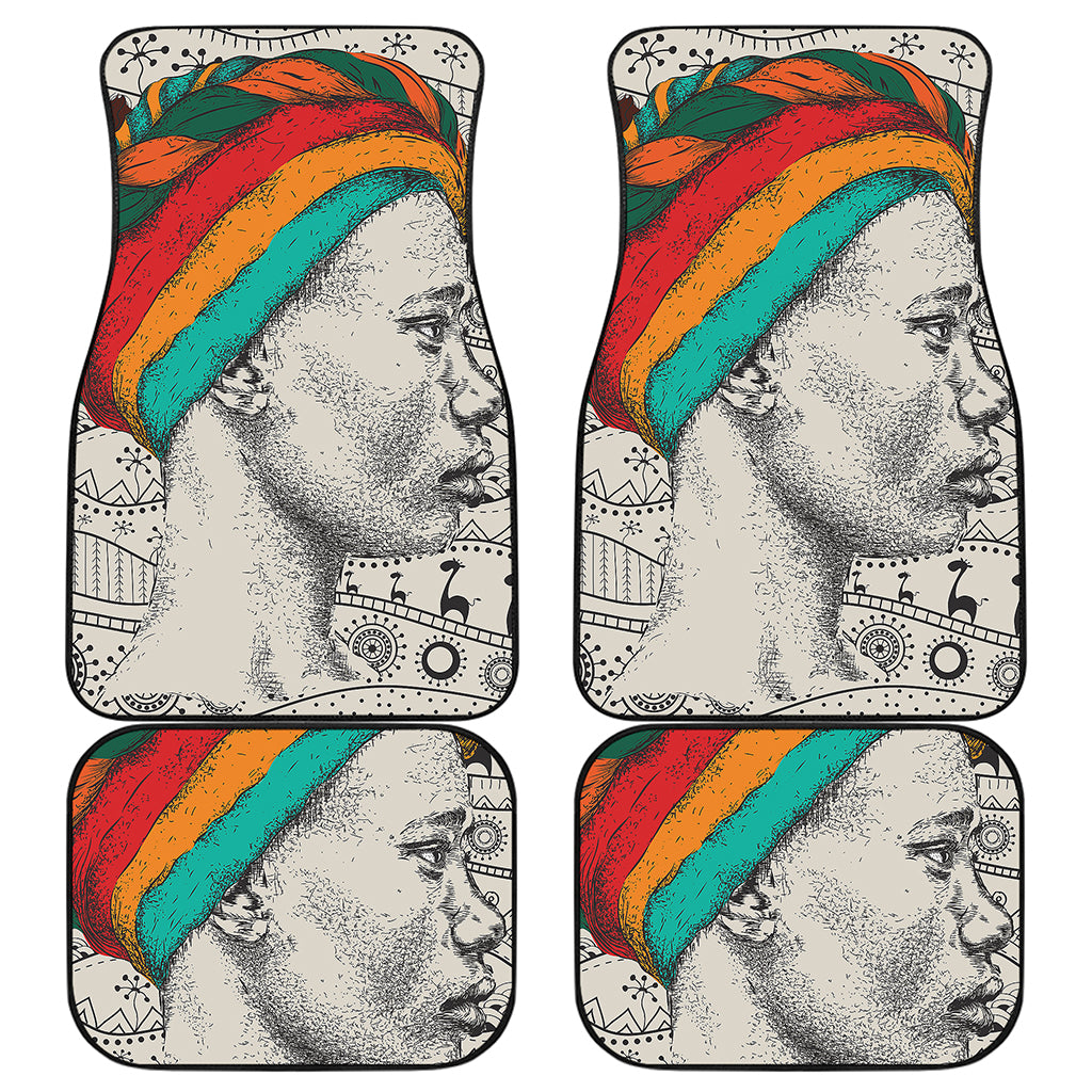 Ethnic African Girl Print Front and Back Car Floor Mats