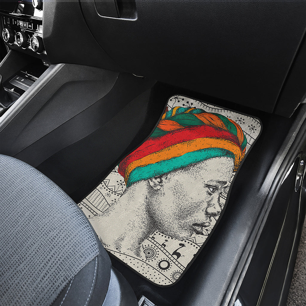 Ethnic African Girl Print Front and Back Car Floor Mats