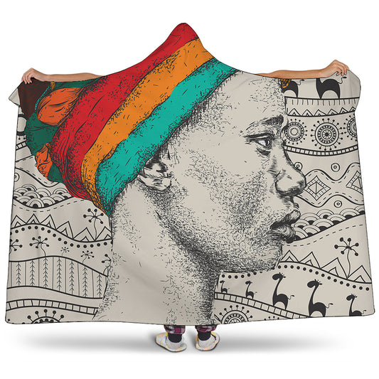 Ethnic African Girl Print Hooded Blanket