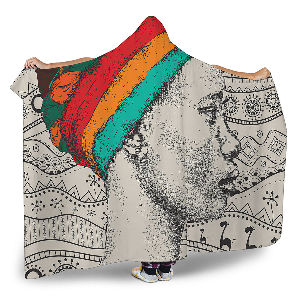 Ethnic African Girl Print Hooded Blanket