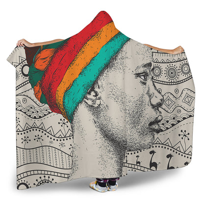 Ethnic African Girl Print Hooded Blanket
