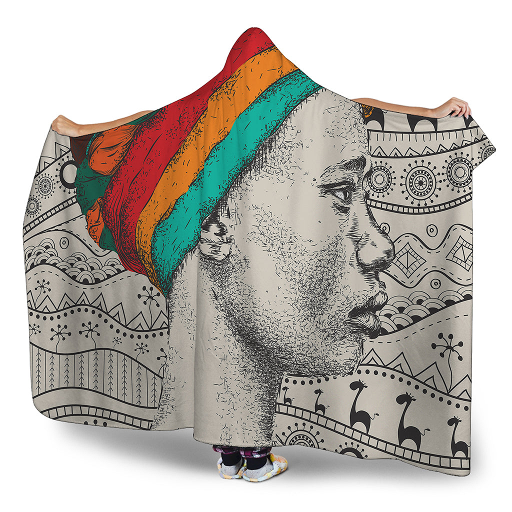 Ethnic African Girl Print Hooded Blanket