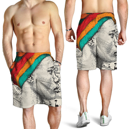 Ethnic African Girl Print Men's Shorts