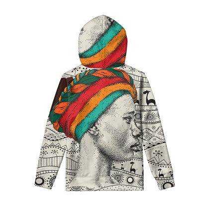 Ethnic African Girl Print Pullover Hoodie