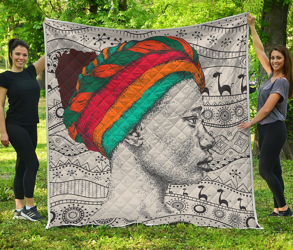 Ethnic African Girl Print Quilt