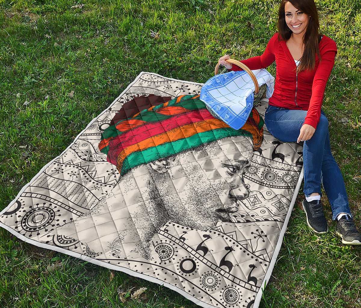 Ethnic African Girl Print Quilt
