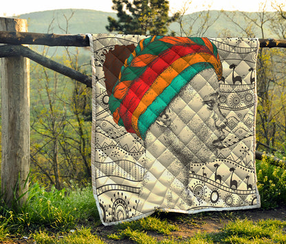 Ethnic African Girl Print Quilt
