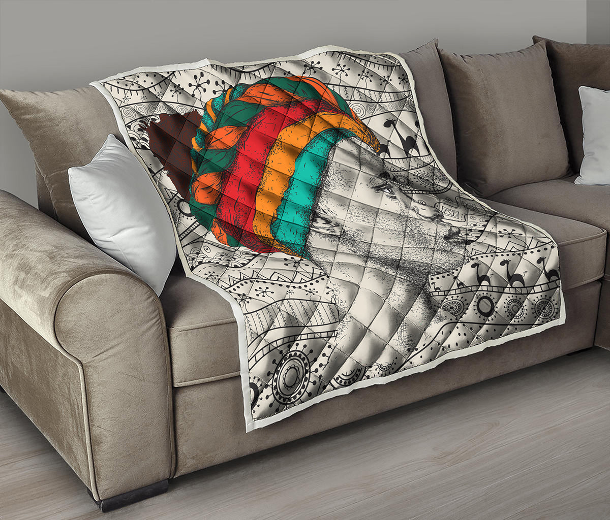 Ethnic African Girl Print Quilt
