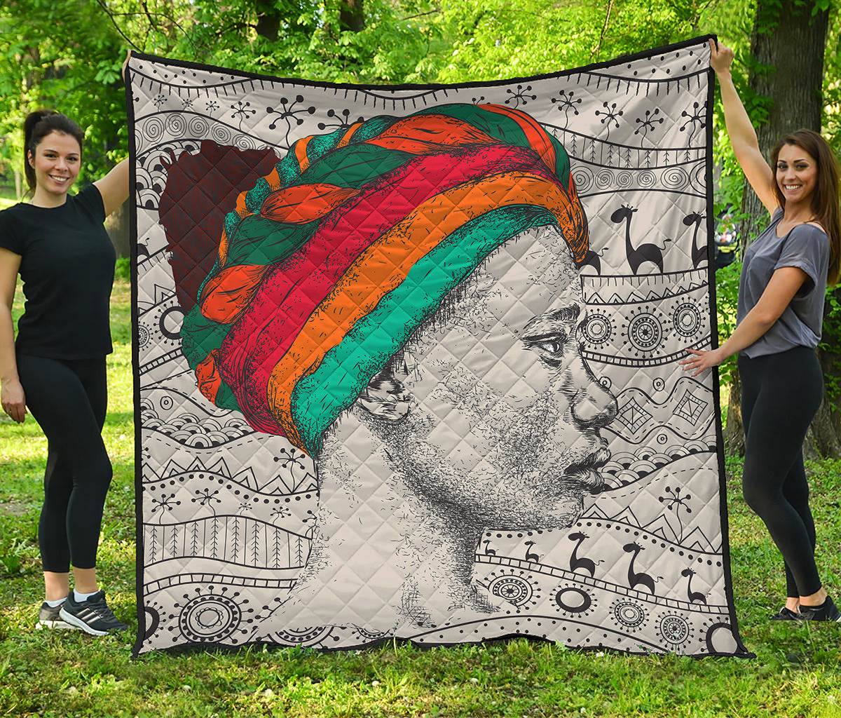 Ethnic African Girl Print Quilt
