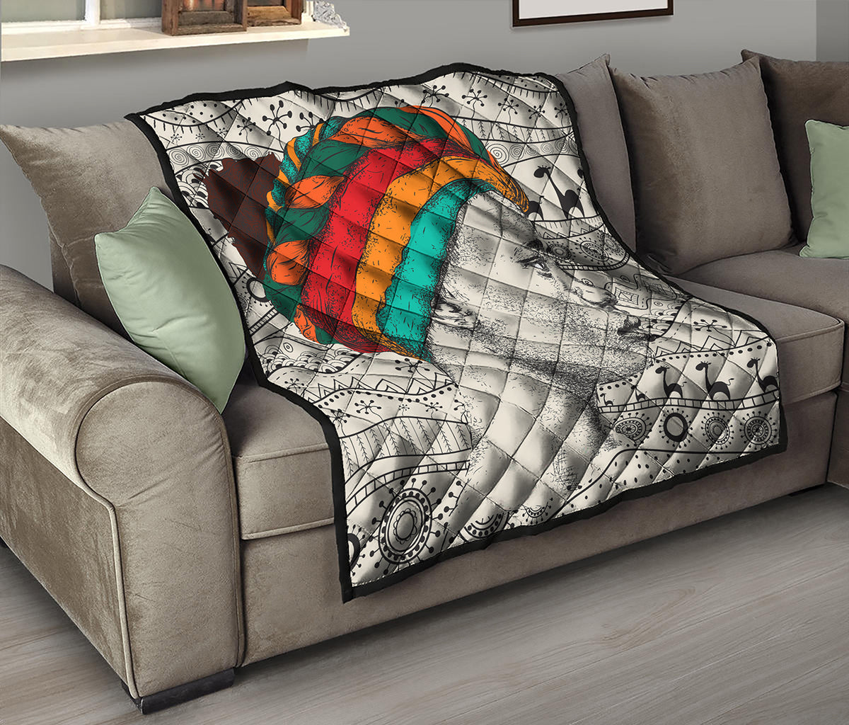 Ethnic African Girl Print Quilt