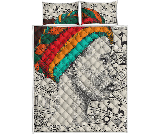 Ethnic African Girl Print Quilt Bed Set